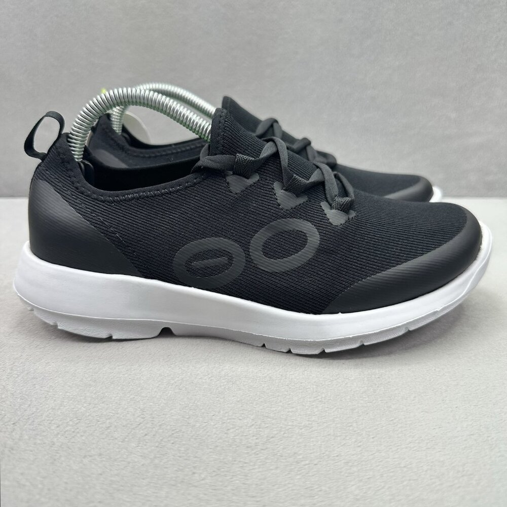 OOFOS Black Athletic Shoes with White Sole